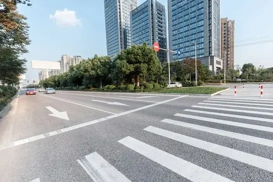 Clean street and crosswalk in a Dallas business district