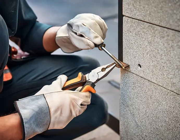 Handyman fixing commercial signage