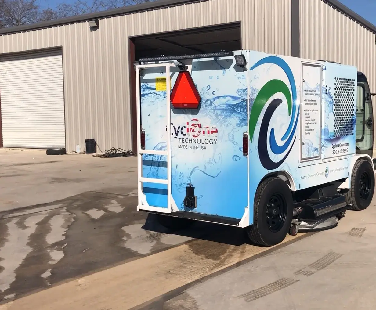 Cyclone Technology high-pressure surface cleaning unit during an equipment demo